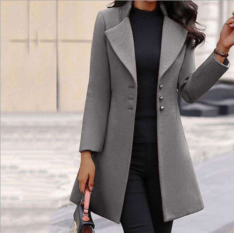 Autumn and winter women's slim-fitting mid-length woolen coats