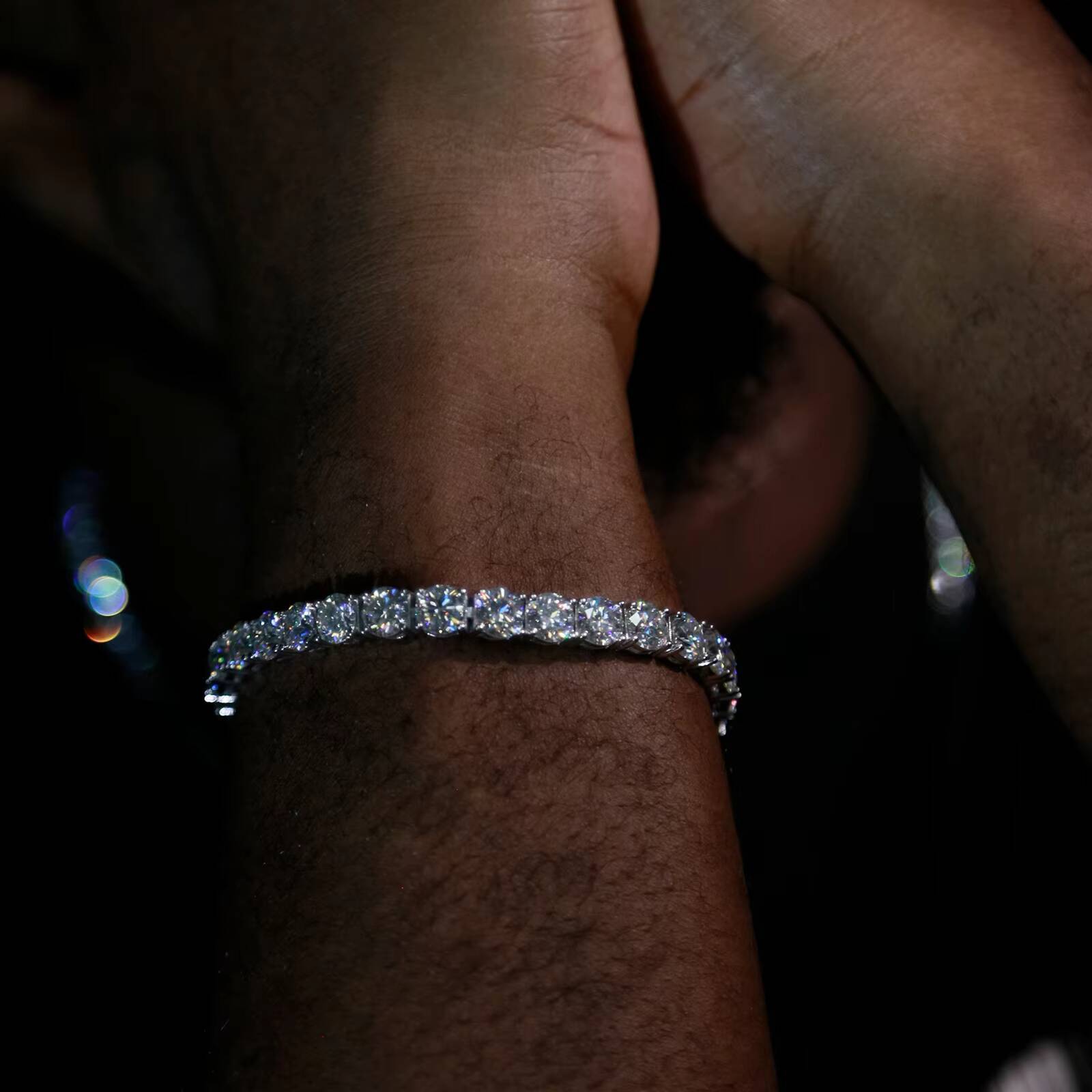 SICGEM Customized Sterling Sier Tennis Bracelet VVS Moissanite Dia Pearl Main Platinum Link Trendy Men's Gifts