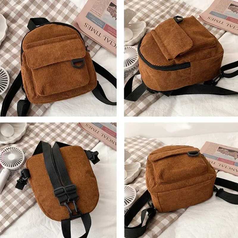 Minimalist and Versatile Striped Velvet Mini Backpack Students and Women for Leisure Travel XJ250814