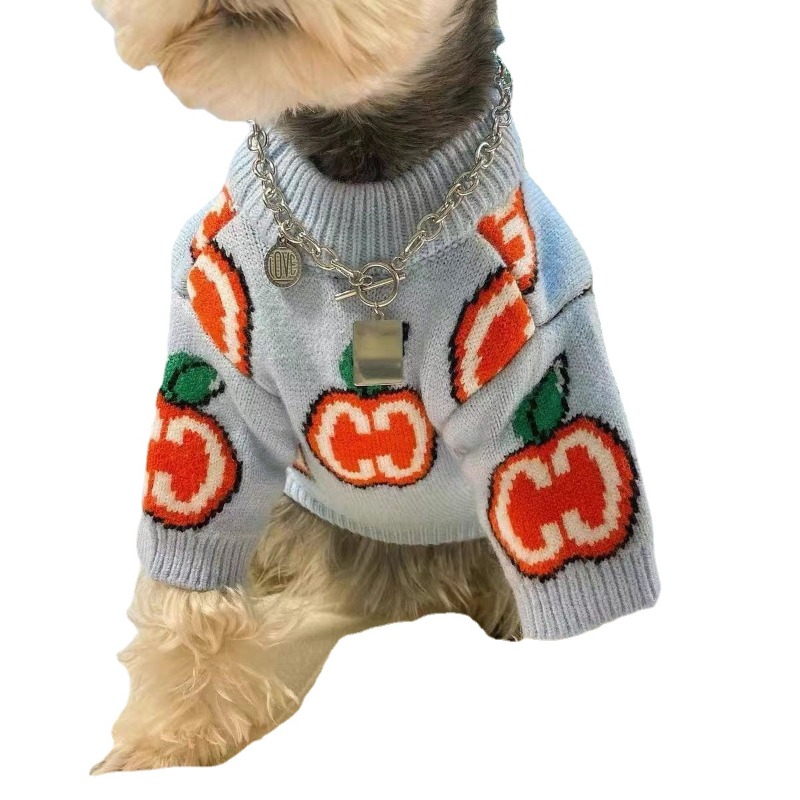 Cute Pet Thicked Apple Letter Sweater Cat Dog Clothes Cotton Sweatshirt Clothing Dogs Warm Cute Chihuahua Print Autumn Winter Gary Boy Mascotas FY1189