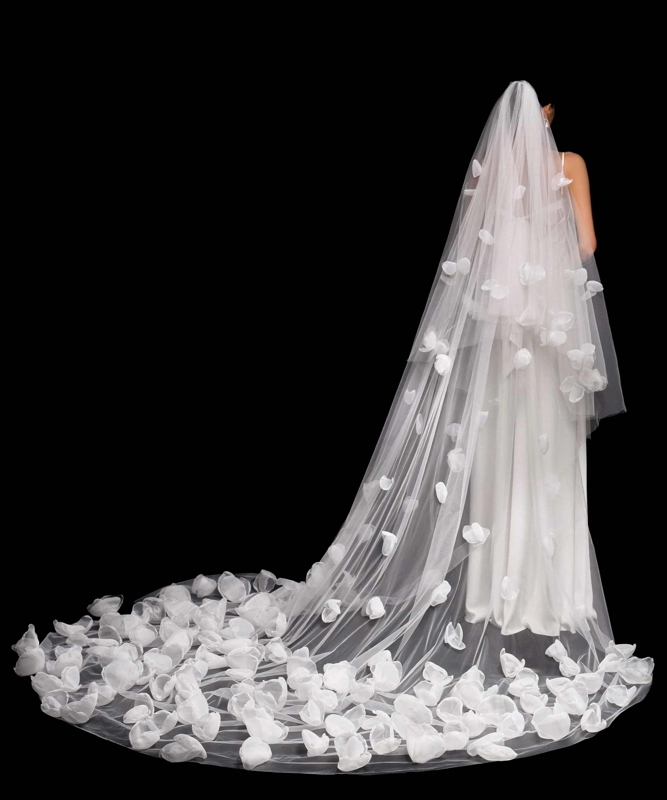 Elegant Bridal Veils Two Layer 3M Long Cathedral Veils 3D Appliques With Comb Wedding Accessories Velos De Novia