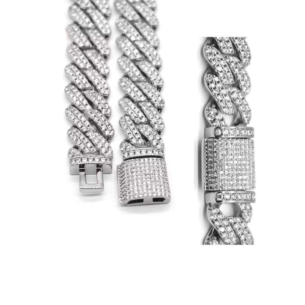 Iced Out Men's Jewelry Necklace Hui Shi Hip Hop Zircon Brass Gold Plated Cuban Link Chain