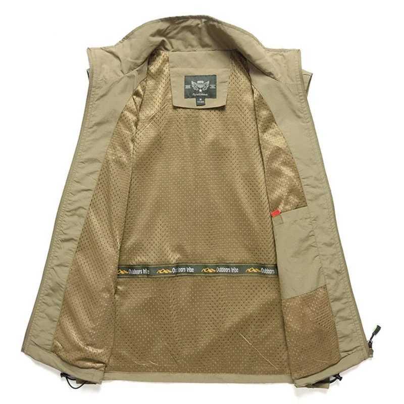 2024 Spring Multi-pocket Hiking Work Photography Vest Men Fish Vest Waterproof Breathable Waistcoat Size 6XL Y250814
