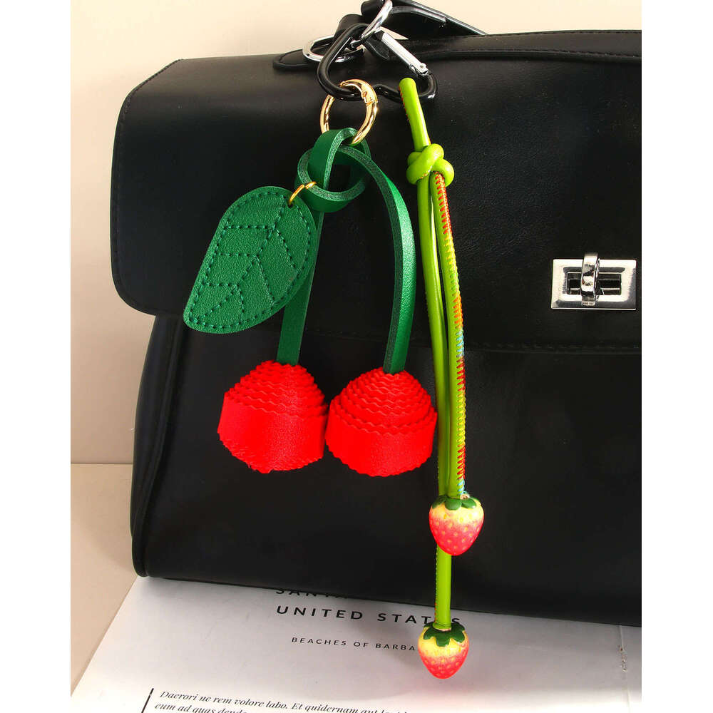 Bag Charms PU Cherry Women Ball Keychain Fashion Cute Strawberry Bag Pendant Decoration