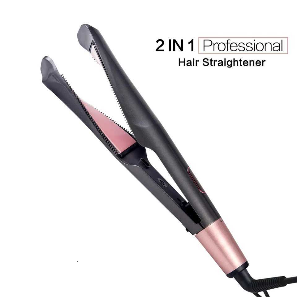 Professional Electric Hair Straightener and Curler 2-in-1 Ceramic Hair Styling Tools with Aluminum Alloy Temperature Control W250814