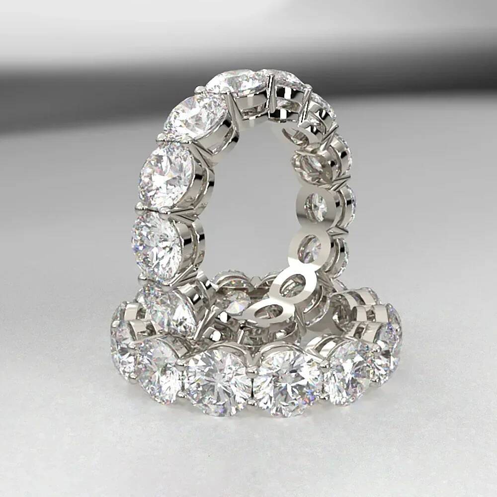5mm Full Moissanite Eternity Ring for Women Men 100% S925 Sterling Silver Plated 18k Gold Engagement Wedding Diamond Rings Band