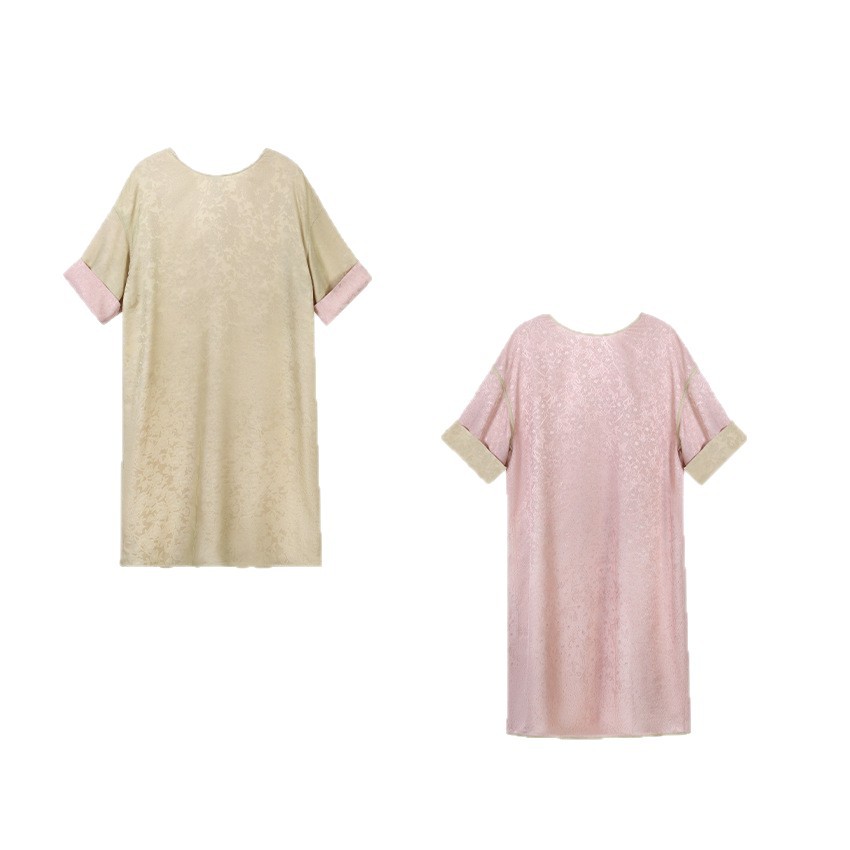 X9522 Long-sleeved and short-sleeved skirt mulberry silk new Chinese style loose double-sided wear temperament dress