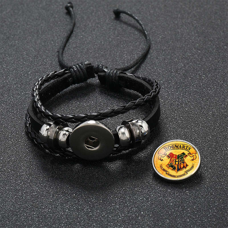 DHcollection Hot Selling Beaded Leather Bracelet Potter Badge Hogwarts School of Witchcraft and Wizardry Time Ornament