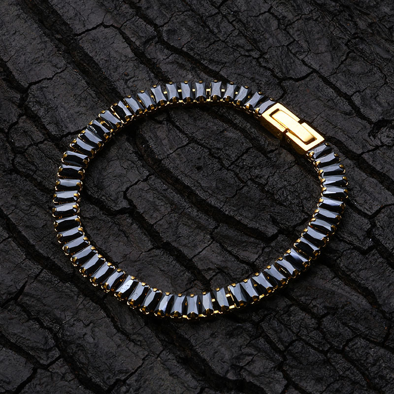 6mm Stainless Steel Black Cubic Zirocn Tennis Chain Necklaces Bracelet Earrings