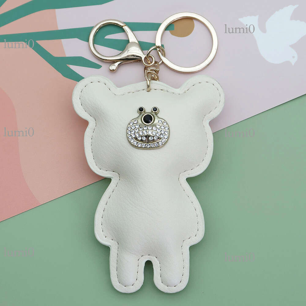 Embroidered Heart Bag Pendant Standing Bear Leather Backpack Creative PU Couple Keychain Versatile