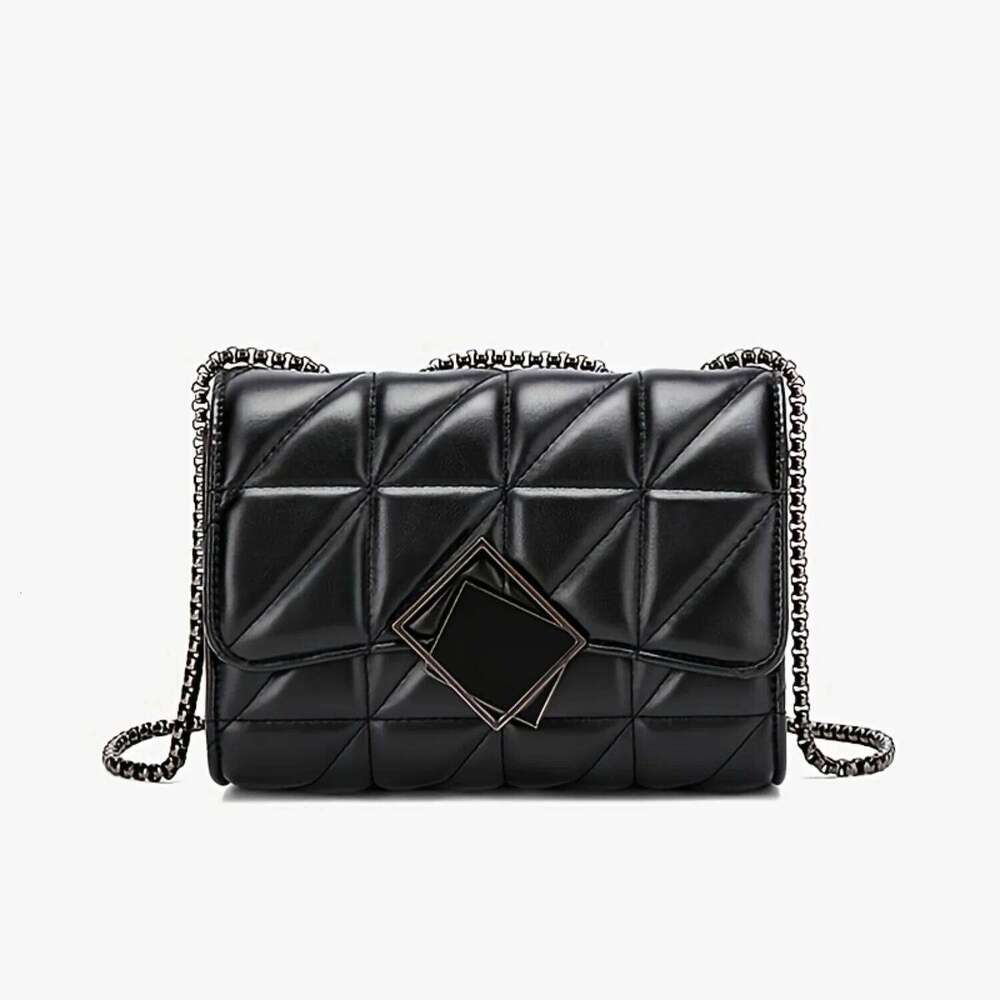 City Bag Argyle Quilted Chain Buckle Crossbody Bag, One Shoulder Small Square Bag