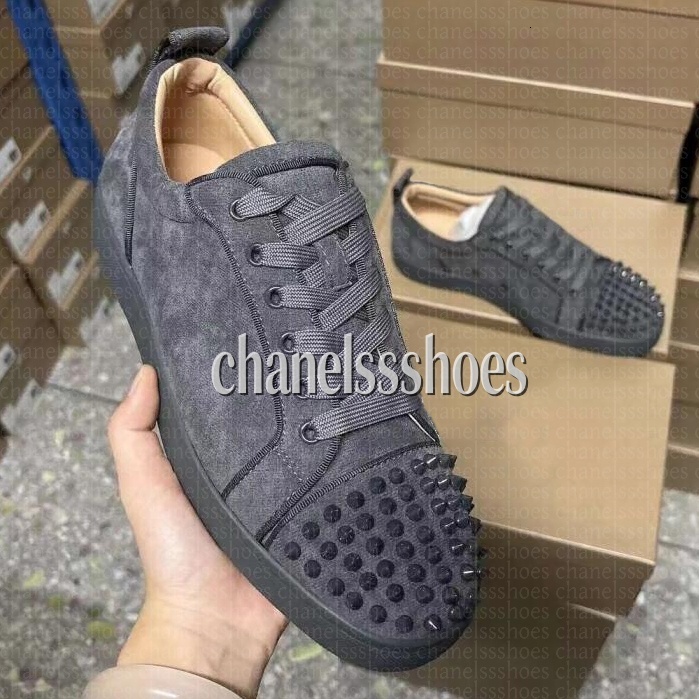 Designer Women Men Casual Sneakers Platform Red Dress Shoes Leather Suede Glitter Grey Rivets Fashion Spikes Office Career Wedding Trainers 36-47