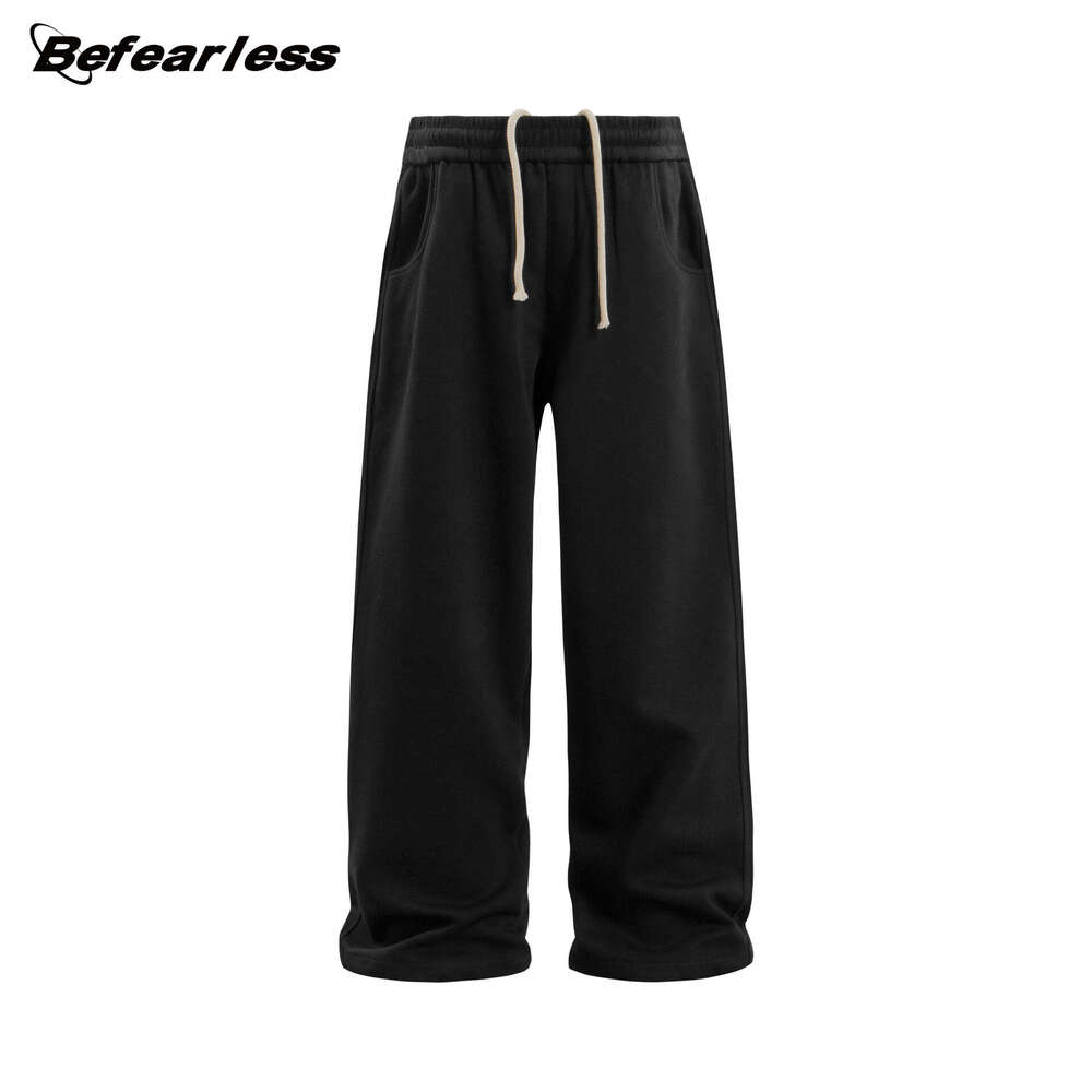 American Style Solid Color Scimitar Sweatpants Unisex Trendy Loose Straight Wide-Leg Casual Long Pants B5