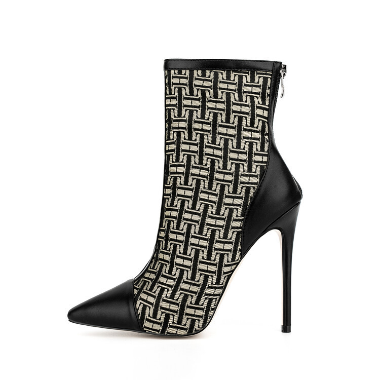 Chengdu Artisan Women's Stiletto Mesh Boots Pointed Toe 8cm/10cm/12cm Ultra-High Heel Breathable Ankle Boots with Rear Zipper