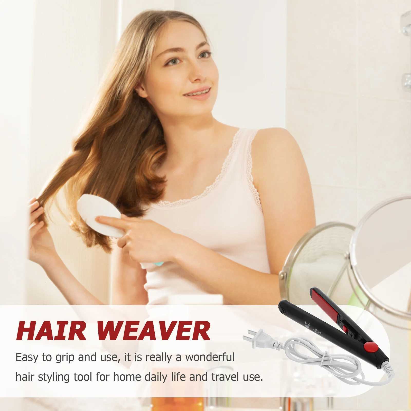 Portable Electronic Hair Straightener Curler Travel Hair Crimper Mini Hair Crimping Styling Iron with Chinese Flat Plug (Black) W250814