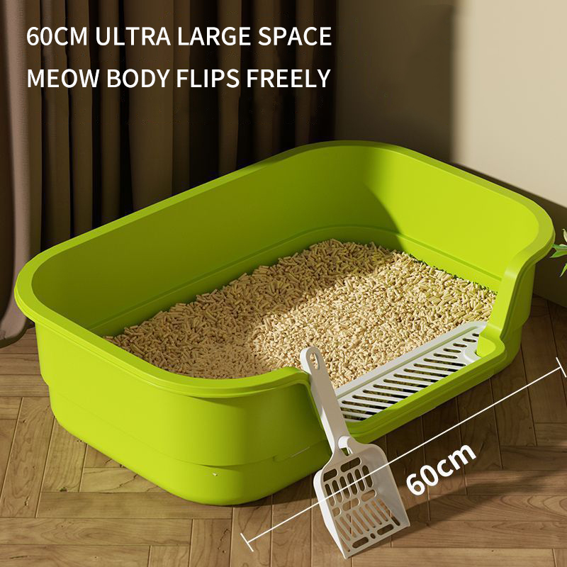 Pet litter box, oversized cat toilet, semi enclosed, open, breathable, odorless, splash proof pet supplies