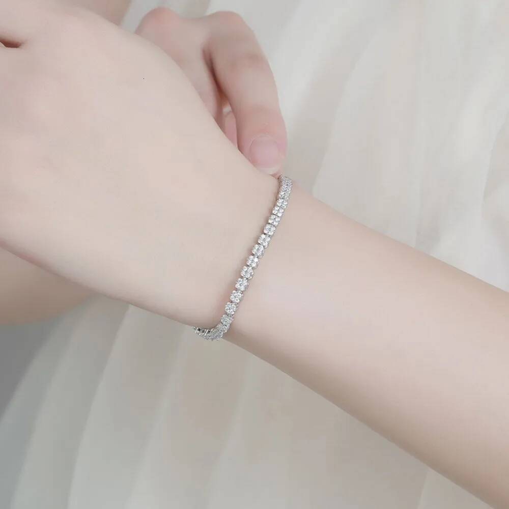 NKHOG Full Moissanite Bracelets Women 925 Sterling Silver Flower Design Wedding Diamond Hand Chains Party Gifts Fine Jewelry GRA