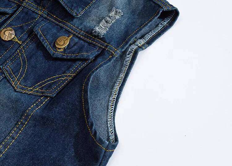 Men Denim Vest Vintage Sleeveless Washed Jeans Man Design Cotton Cowboy Ripped Jacket Male Waistcoat 5XL,YA663