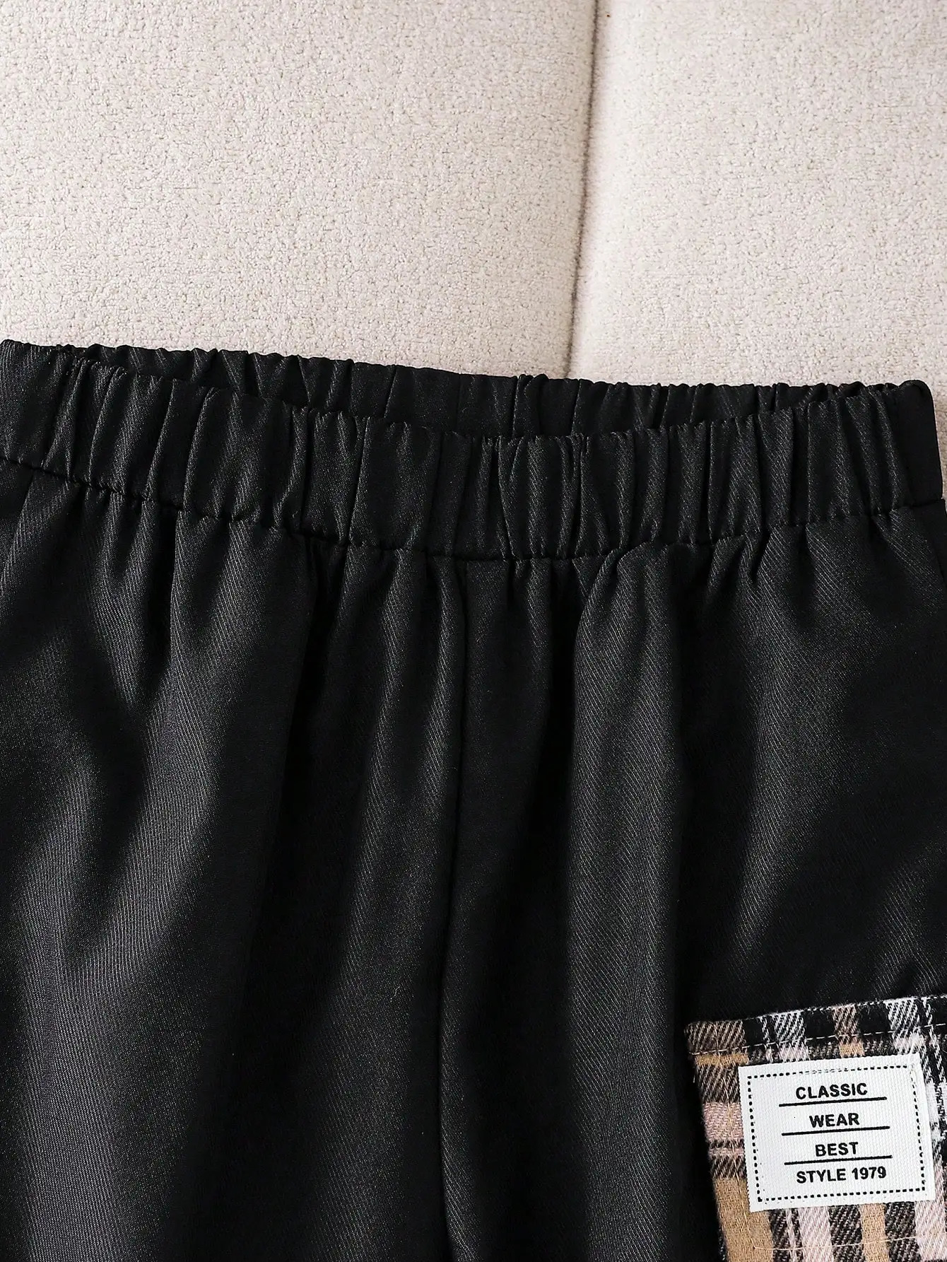 Hoodie Matching Color Long Sleeve Zipper Half Cardigan Top Elastic Waist Corset Foot Pocket Pants Handsome Boy Baby Black Suit 250813