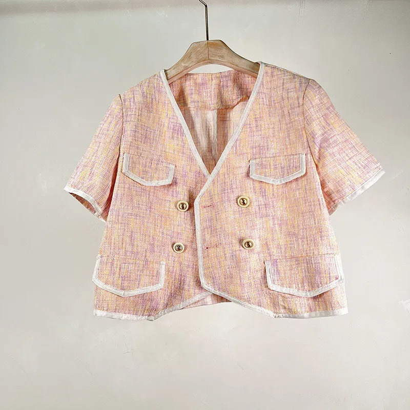 Summer Autumn French Design Textured Elegance Style Thin Coat Women Short Fashionable Chic Tweed Blazer