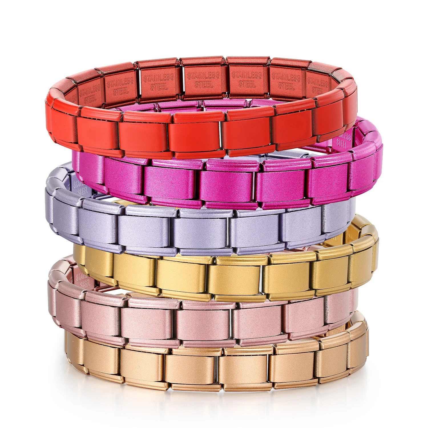 Fashion Colorful Elastic Italian Charm Link Chain Stainless Steel Bracelet For Women Men Bangle on Hand Jewelry DIY Making 250812