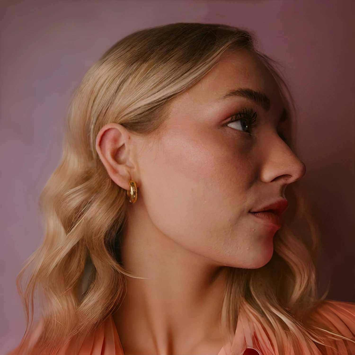 18K Gold Plated Stainless Steel Classic Inlaid Zircon Hoop Earrings for Women Exquisite Earrings XJ250814