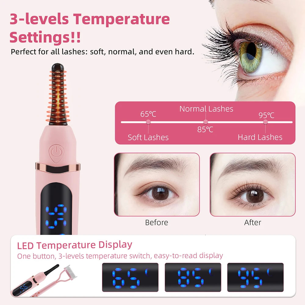 Electric Eyelash Curler Long-lasting Curling Heating Eyelash Curling Brush Ironing Eyelash Comb Eyelash Styling Makeup Tool 250813