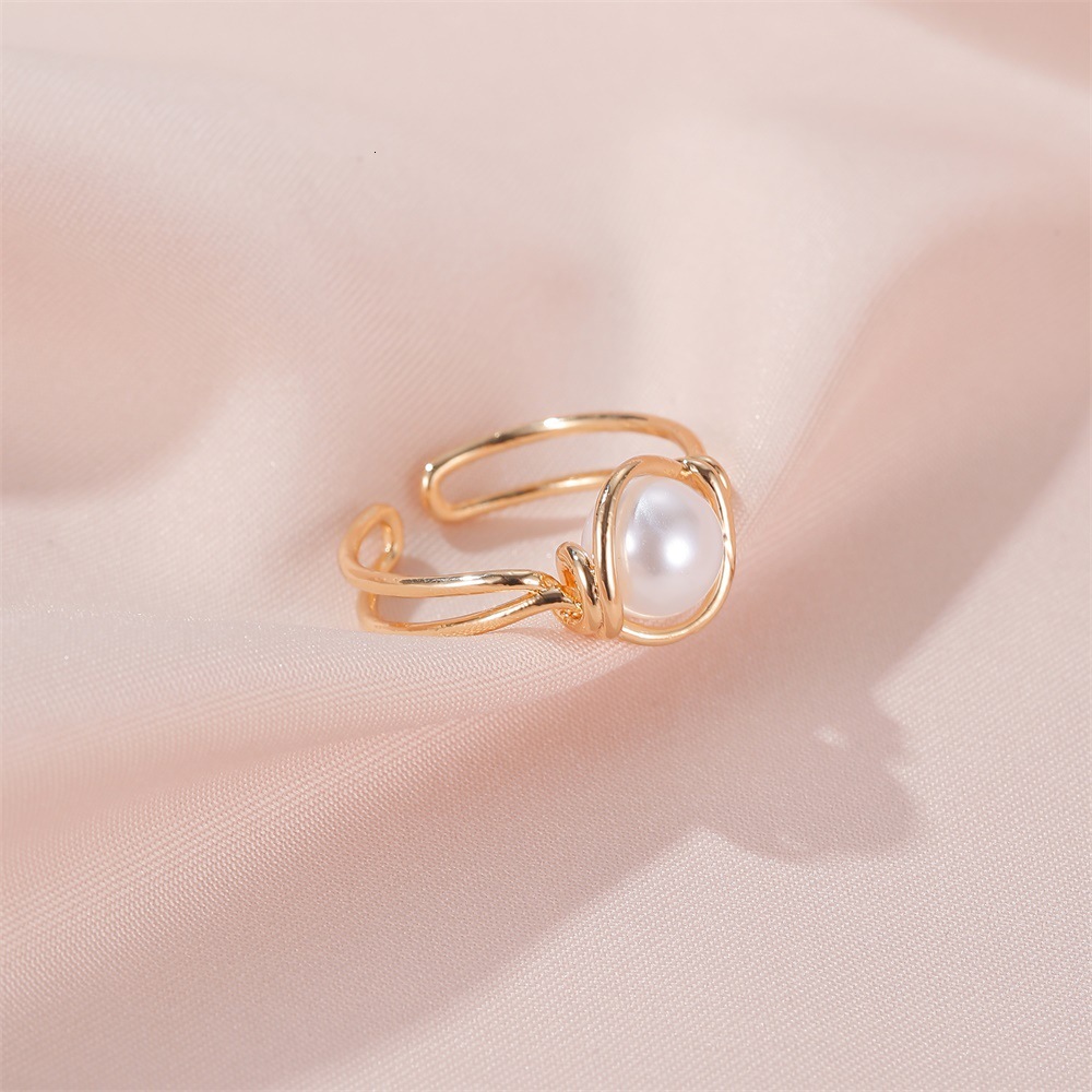 Ins Style Copper Inlaid Pearl Personality Temperament Simple Index Finger Fashion Ring