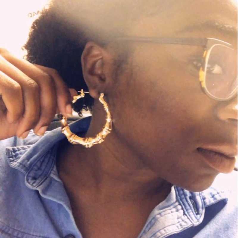 SoHot Trend Bamboo Hoop Earrings for Women Female Gold Silver Color Classic Jewelry XJ250814