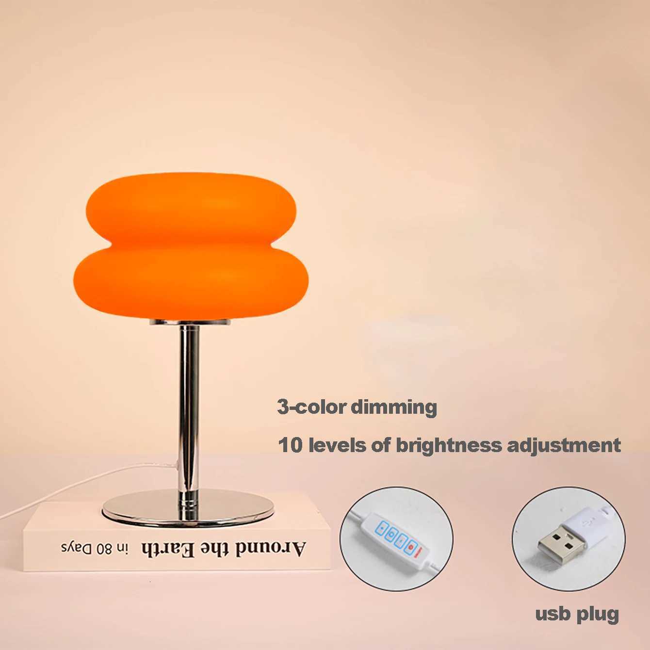 table lamp bedroom room lamps plastic lampshade USB Plug LED mushroom table lamp Living room dining room ambient lighting Y250813