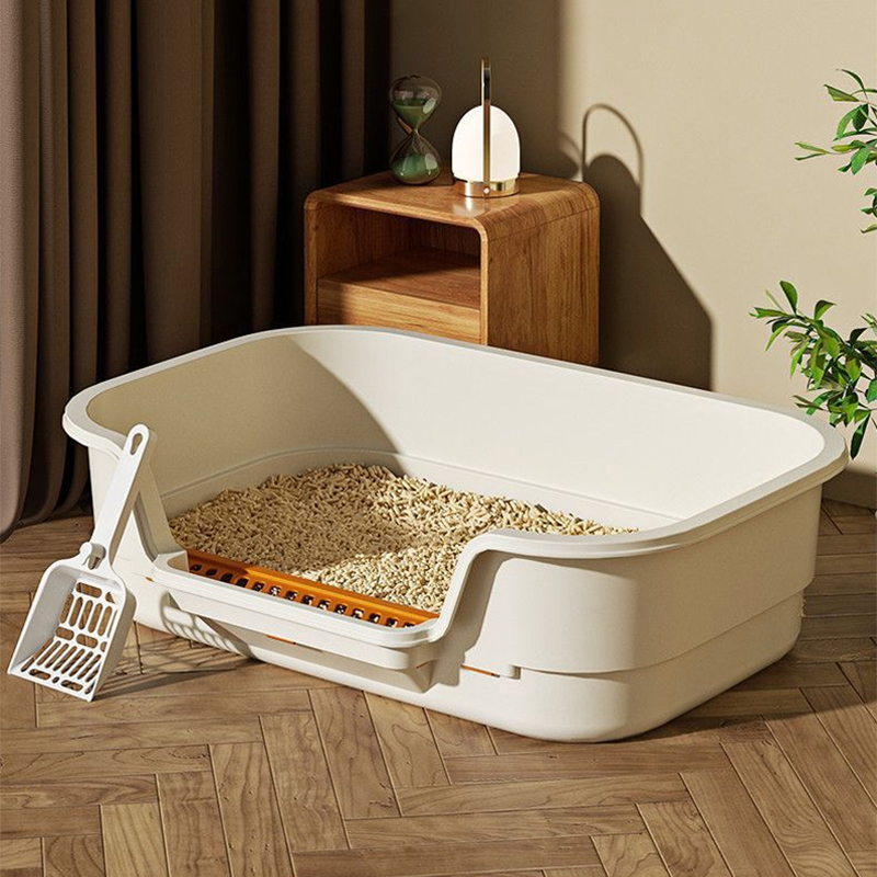 Pet litter box, oversized cat toilet, semi enclosed, open, breathable, odorless, splash proof pet supplies