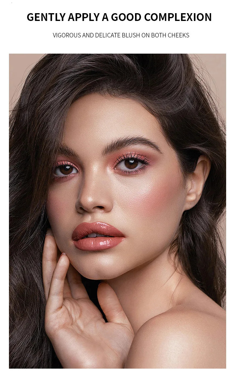 DIMSHOW Sponge Head Liquid Blush Highlighter Matte Natural Long-lasting Patch Blush Cream Pearl Highlighter Stick 250813