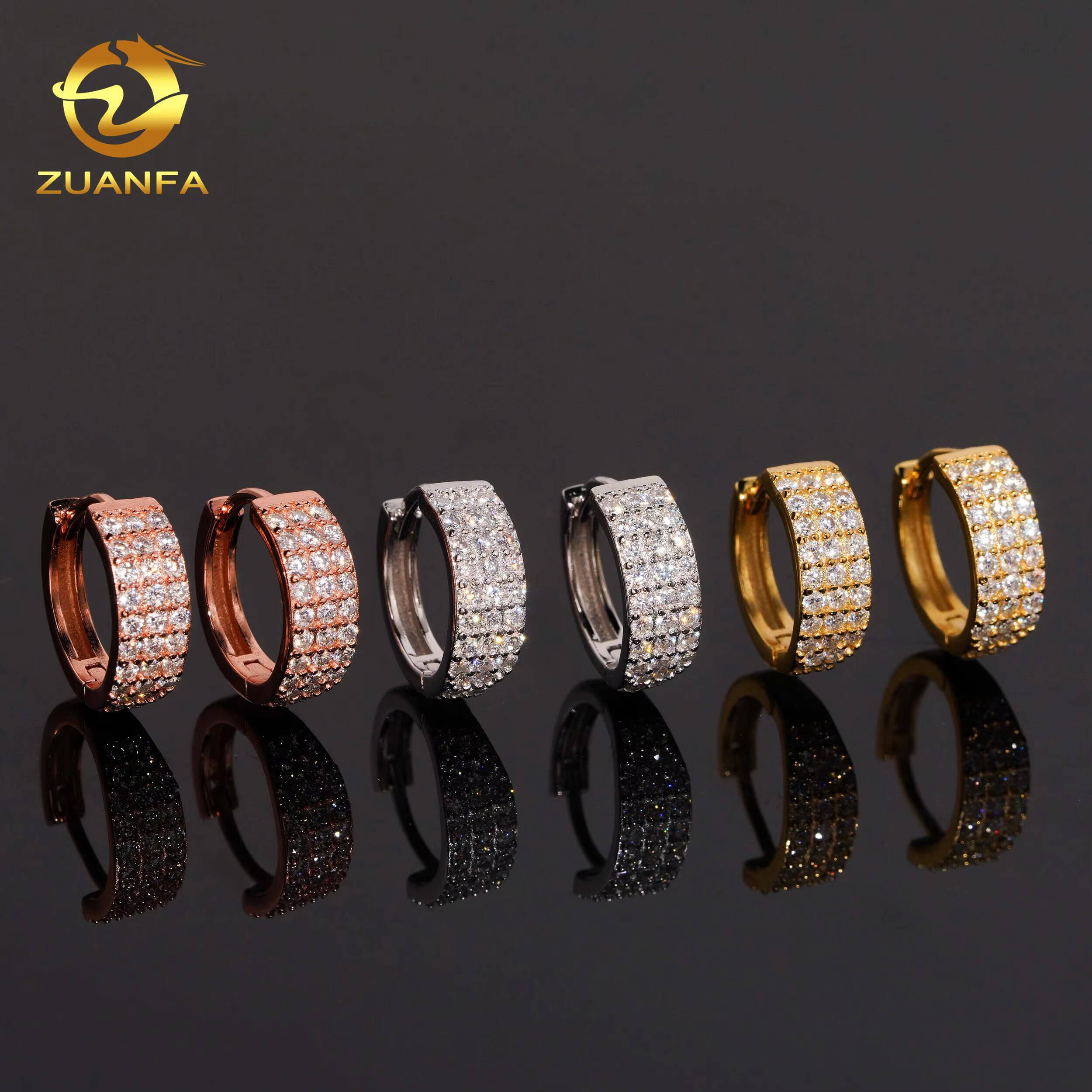 Ready to Ship GRA Certificate Popular Iced Out Earring Hip Hop Jewelry Sier VVS Moissanite Hoop Earrings for Women Men