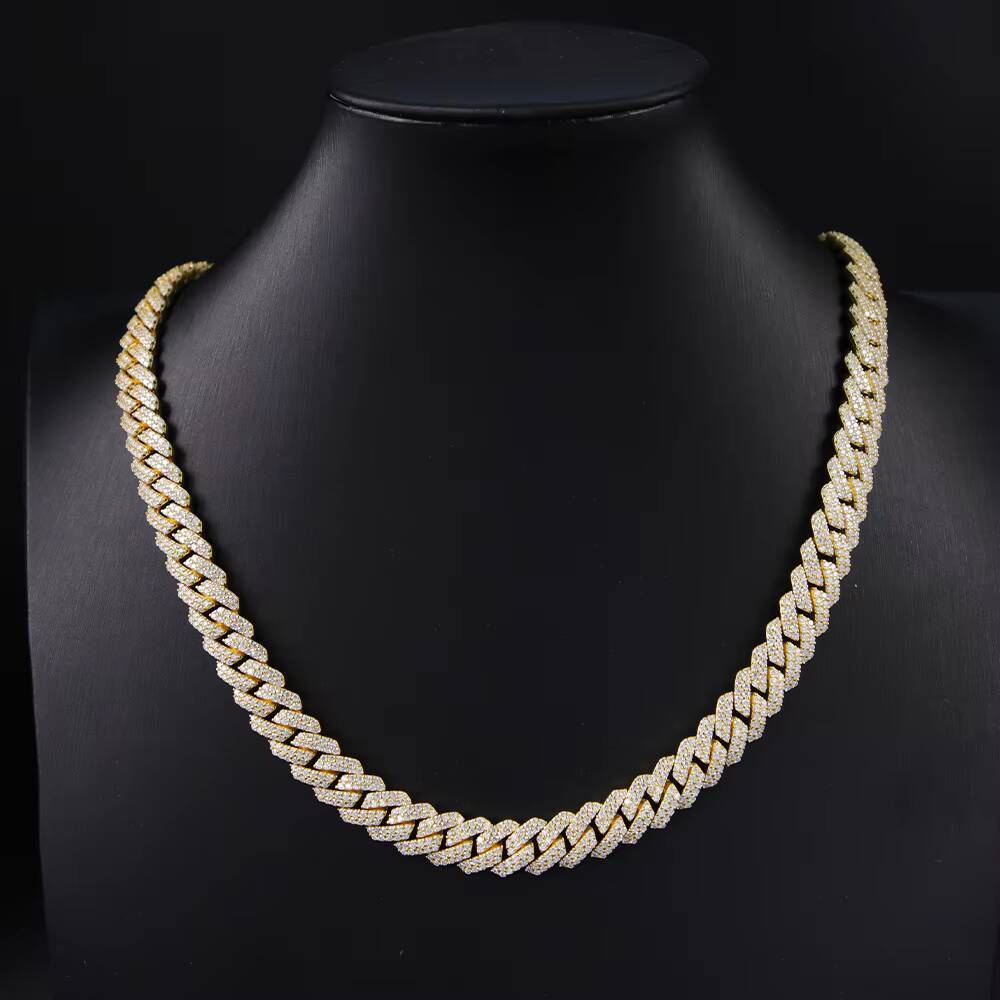 Hot Sale High Quality Hip Hop Necklace Bracelet 12MM Sier Iced Out VVS1 Moissanite Cuban Link Chain