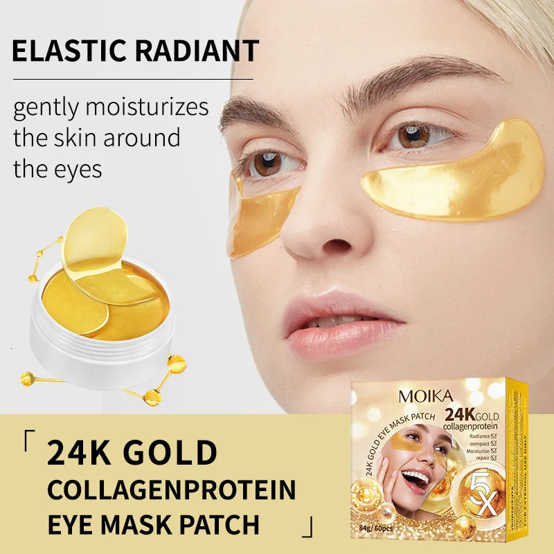 60 Patches 24K Gold Collagen Eye Patch -aging Dark Circle Facial Mask Pro-Xylane Hyaluronic Seaweed Eye Mask 250813