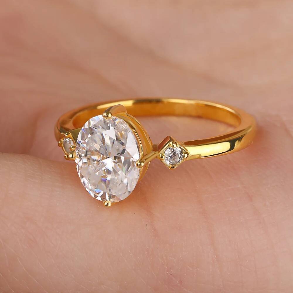 2Carat Oval Cut Full Moissanite Engagement Rings with Certificate 925 Sterling Silver Diamond Wedding Band for Women Fine Jewelr