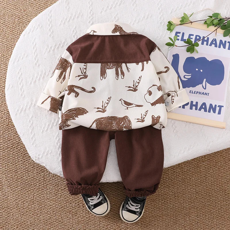 Spring Autumn Baby Clothes Suit Children Jacket Pants 2Pcs/Sets Kids Boys Clothing Infant Cartoon Costume Toddler Tracksuits 250813