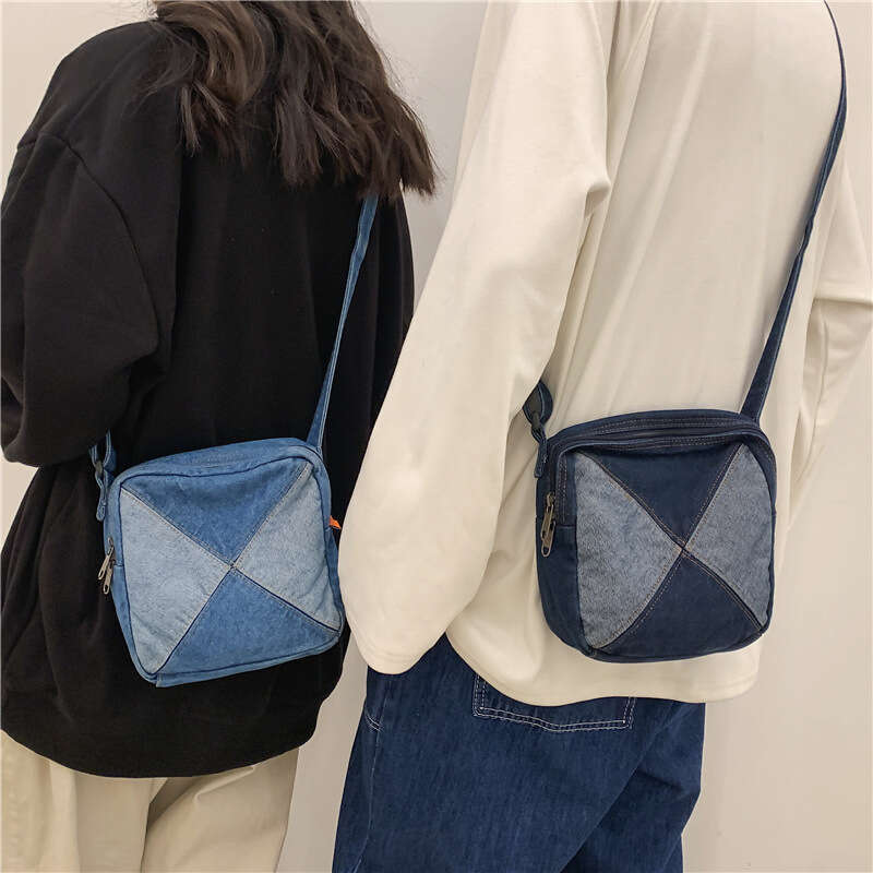 Bags Designer Women 2025 New Ins Color-Block Denim Small Square Unisex Versatile Shoulder Student Crossbody Bag Trendy Cool