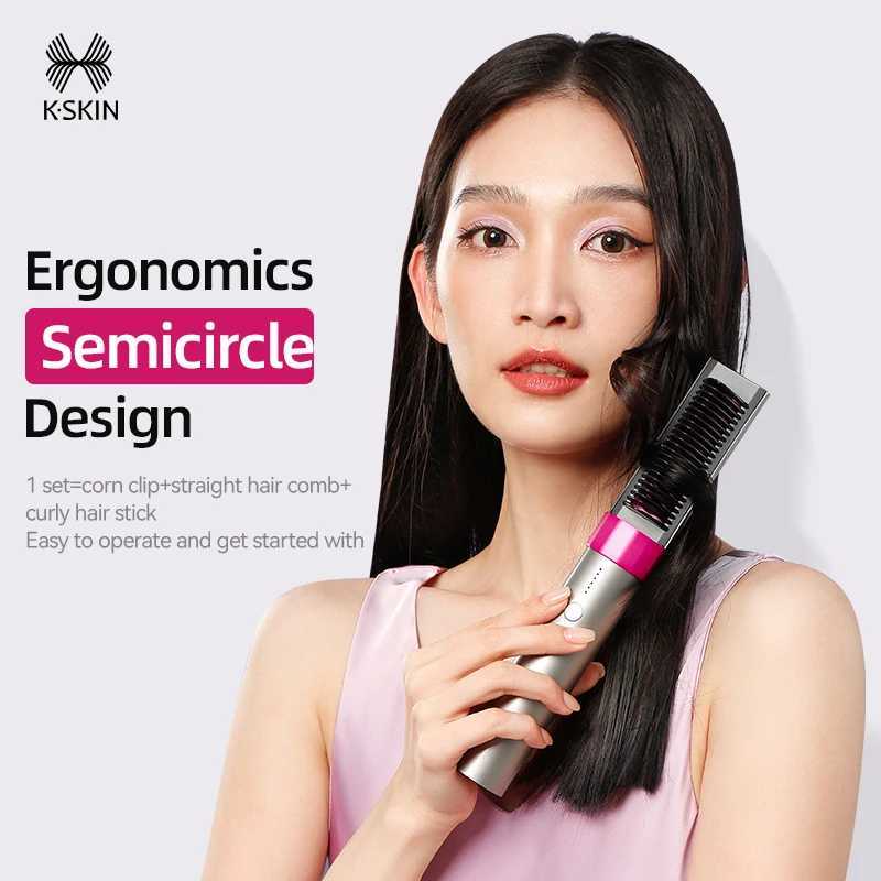 KSKIN Top Seller Product Portable Rechargeable Negative Ion Auto-Off Cordless Hair Straightener Brush W250814