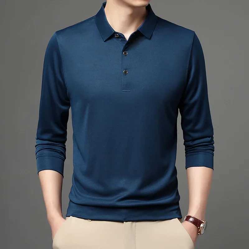 Spring and Autumn Long Sleeve Polo Shirt Polo Collar Solid Mens Long Sleeve T-shirt XJ250804