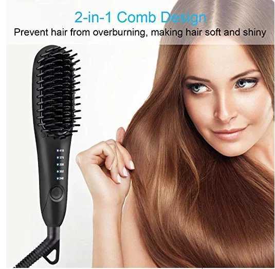 Hot Sale Hair Straightener Brush Electric Flat Iron Permanent Hair Straightener Comb Beard Straightener W250814