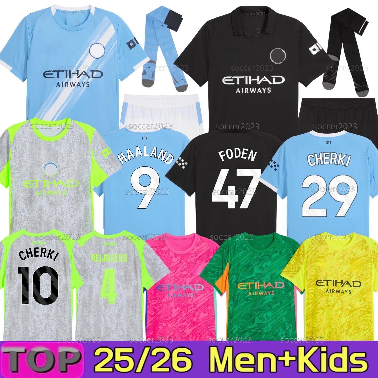 25 26 Man City HAALAND soccer jerseys FODEN CHERKI REIJNDERS MARMOUSH CHERKI KOVACIC FERRAN 2025 2026 Player football shirt men kids kit RODRIGO VITOR REIS KHUSANOV
