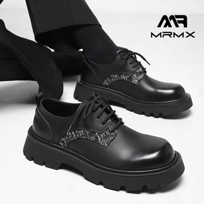 Derby 2025 New Thick-Soled Height-Increasing Men's Trendy High-End British Style Round-Toe Casual Leather Shoes