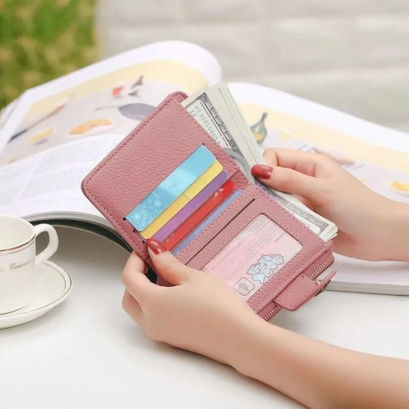 New Wallet card holder Designer Wallet for Women Short Zipper Small Coin Purse Organizer Wallets Passport Checkbook Credit Card Business Card two fold