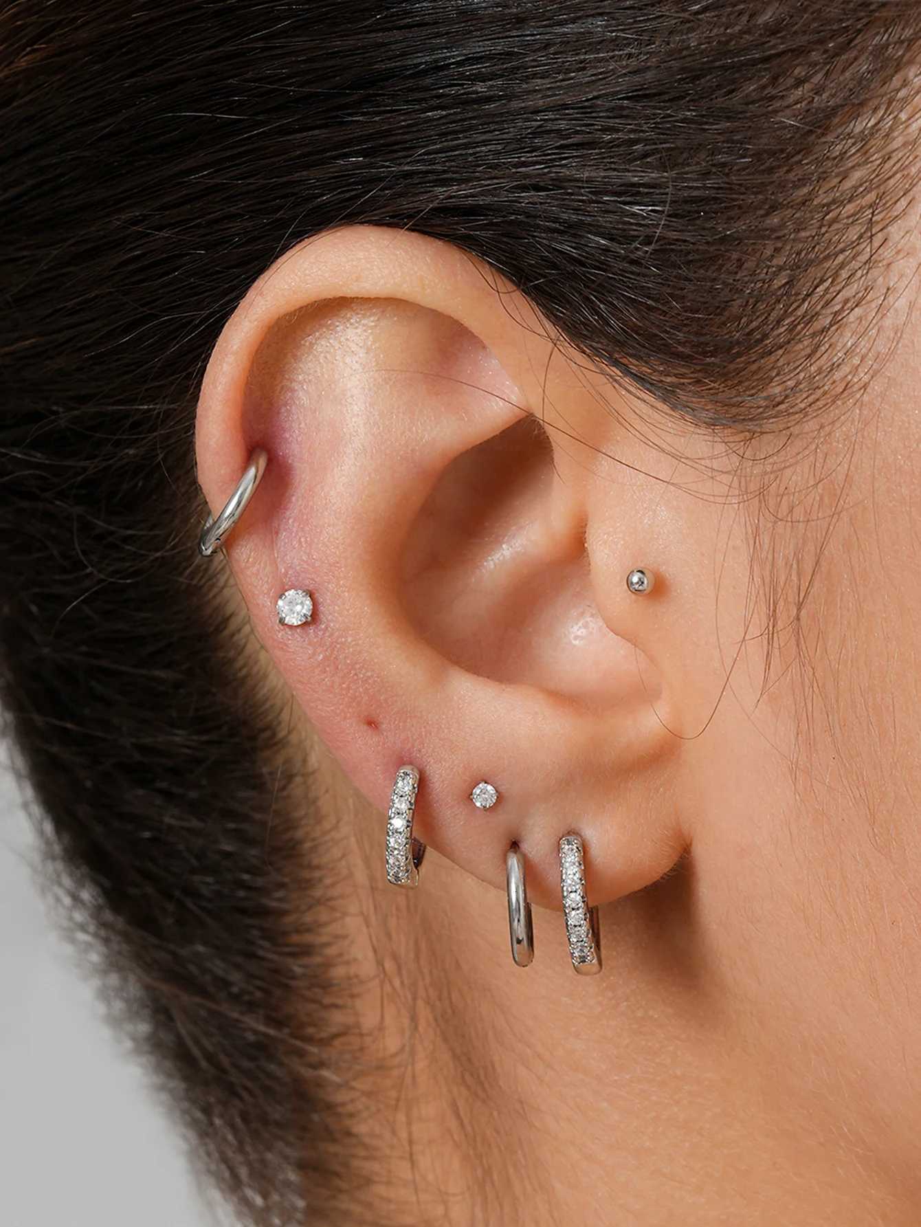 10 Pairs Small Gold Hoop Stud Earrings for Women 18K Gold Plated Tiny Stainless Steel Earrings Sets for Multiple Piercings XJ250814