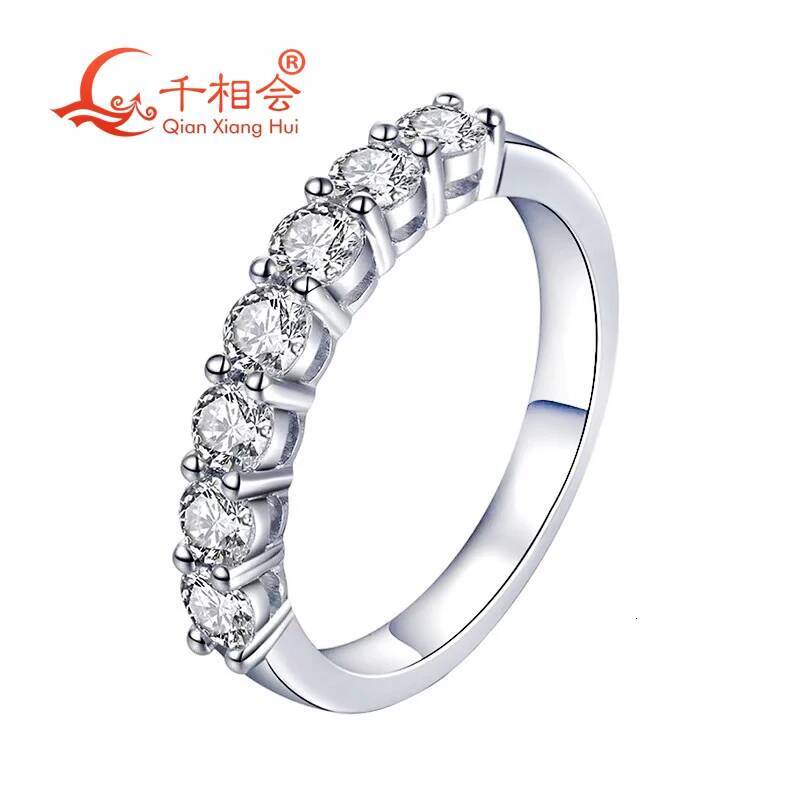 3.5mm 0.2ct Seven Stones Half Eternity Band 925 Sterling Silver Ring D VVS color moissanite Wedding Jewelry Rings Engagement