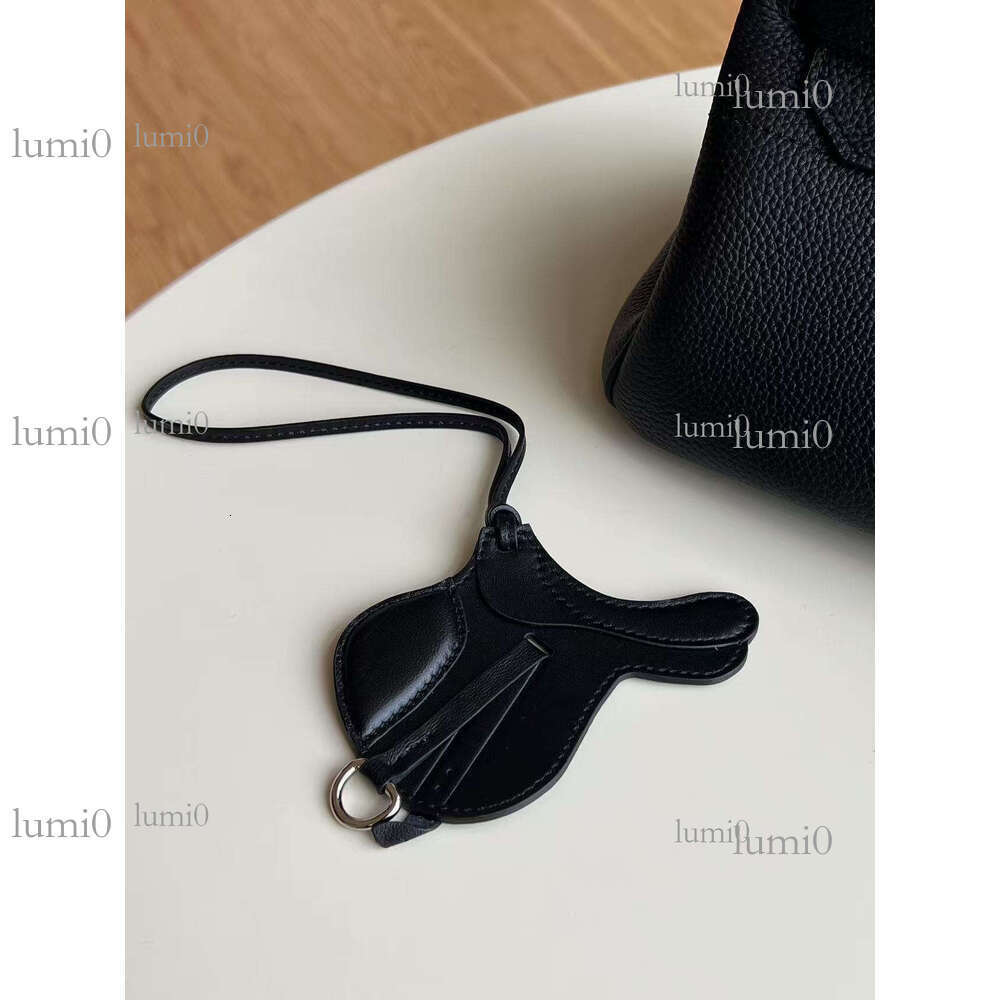 H Brand Lambskin Saddle Pendant Genuine Leather Bag Charm Handmade Accessory