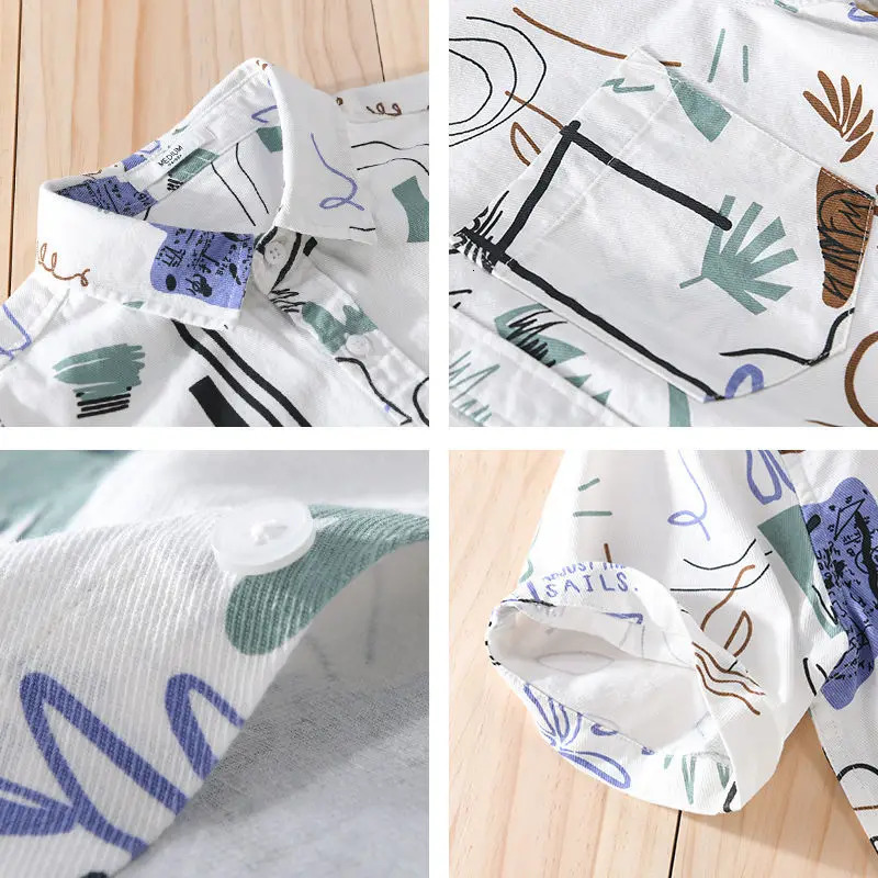 Summer Casual Beach Style Printed Shortsleeved Men Shirt Comfortable Loose Versatile Cardigan 250808