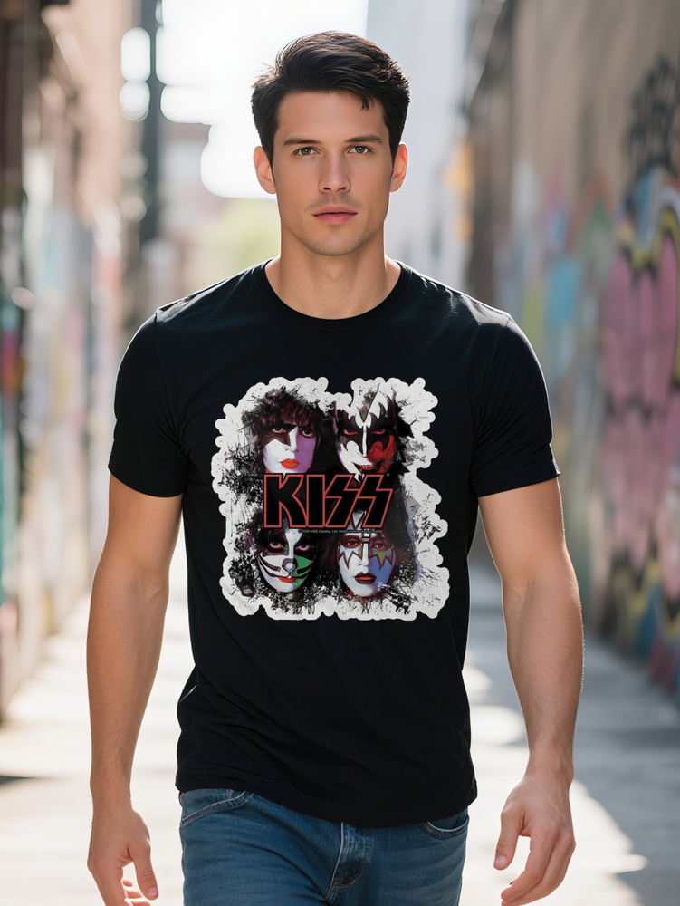 Men S Y K Vintage Band Graphic T-Shirt Casual Crew Neck Knit Fabric Slight Stretch Regular Fit Summer Season