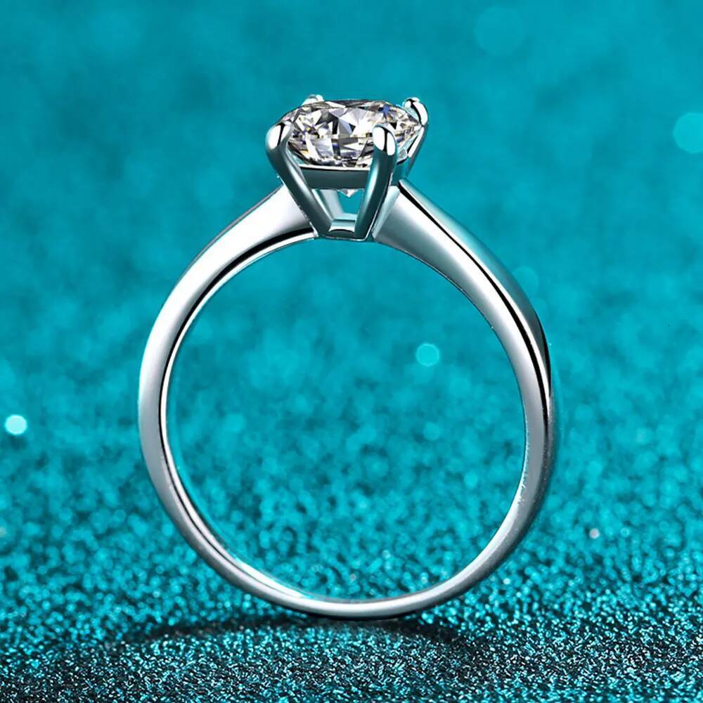 KNOBSPIN D VVS1 Moissanite Rings for Women Man 4 Prong Solitiare Engagement Wedding Diamond Ring with GRA Certified s925 Sliver